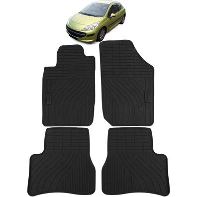Auto Gummi Fußmatten Schwarz Premium Set für Peugeot 207 WA WC WK 06-14