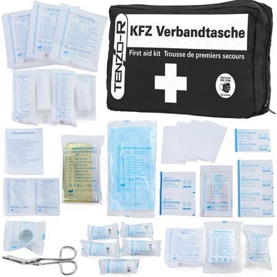 Erste Hilfe Auto KFZ Verband Tasche Verbands Kasten Schwarz 39-teilig DIN13164