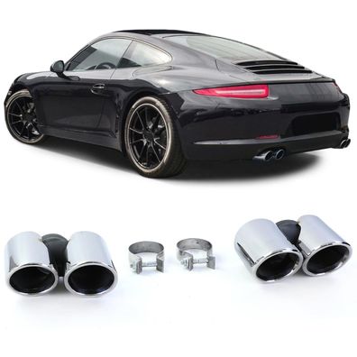 Doppelrohr Endrohre Poliert passt für Porsche 911 991.1 11-15 3.4 350PS