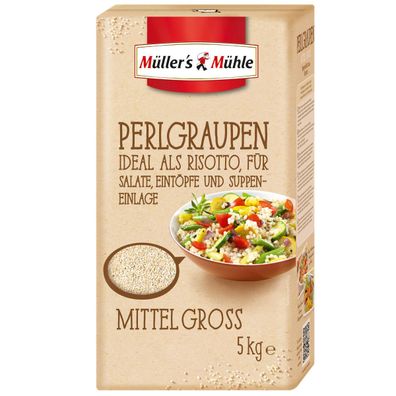 Müllers Mühle Perlgraupen Mittel geschälte Gerstenkörner 5000g
