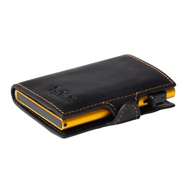 Geldbörse ohne Münzfach Kartenschieber TONY Perotti Minibörse Schwarz Gelb RFID