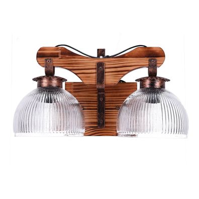 TIBU Wandlampe Holz Vintage Wandleuchte Modell Galgen 2 Lichter