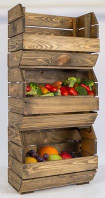3er Set Schmales Küchenregal 40x22x29 cm in palisander Gemüsekiste Obsthorde Gemüs...