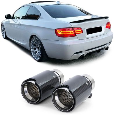 Auspuff Duplex Endrohre Carbon Schwarz Universal passend für diverse BMW Modelle