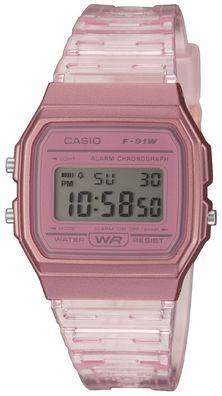 Casio Collection > Damenuhr rosa Stoppfunktion Resin > F-91WS-4EF