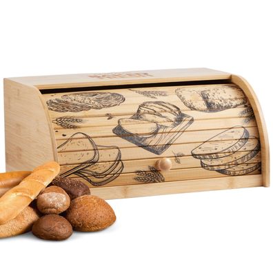 Ecosa Brotbox mit Rolldeckel aus nachhaltigem Bambus Brotkasten Brotaufbewahrung ...