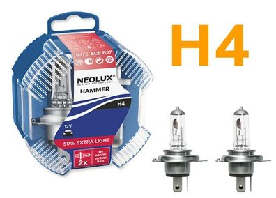 Neolux Extra Light + 50% H4 60/55W 12v Halogen 2 Stück IM Duopack