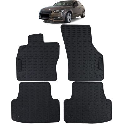 Auto Gummi Fußmatten Schwarz Premium Set passend für Audi A3 8V 2012-2019