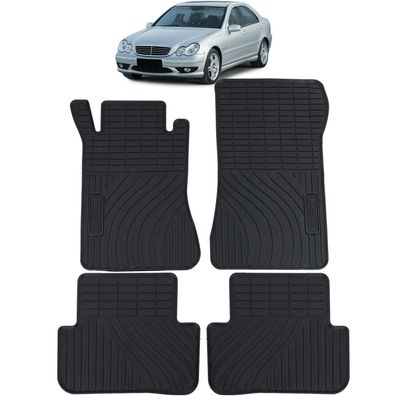 Auto Gummi Fußmatten Schwarz Premium Set für Mercedes C-Klasse W203 S203 00-07