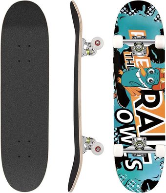 Hikole Skateboard, Komplettboard, Skateboard aus Holz, 79 x 20 cm, kanadisches A