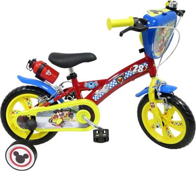 Eden-Bikes - Kinderfahrrad Mickey/ Disney, 12 Zoll, 2 Bremsen, 2 Stützräder (zur