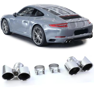 Doppelrohr Endrohre Poliert passend für Porsche 911 991.2 15-19 3.0 370PS