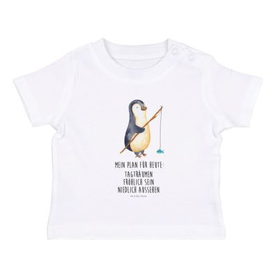 Mr. & Mrs. Panda Organic Baby Shirt Pinguin Angler mit Spruch