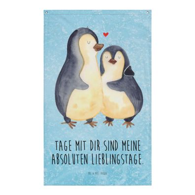 Mr. & Mrs. Panda Wandteppich Pinguin umarmen mit Spruch