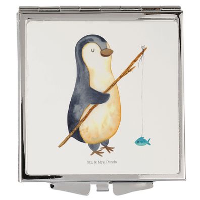 Mr. & Mrs. Panda Handtaschenspiegel quadratisch Pinguin Angler ohne Spruch