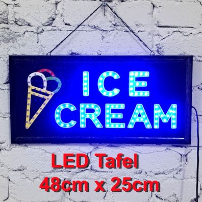 Leuchttafel Lichtafel Leuchtschild Werbung Werbeschild LED ICE CREAM 48x25cm Rekla...