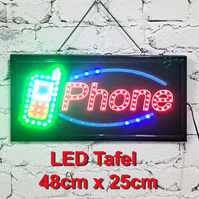 Leuchttafel Lichtafel Leuchtschild Werbung Werbeschild LED PHONE 48x25cm Reklame ...