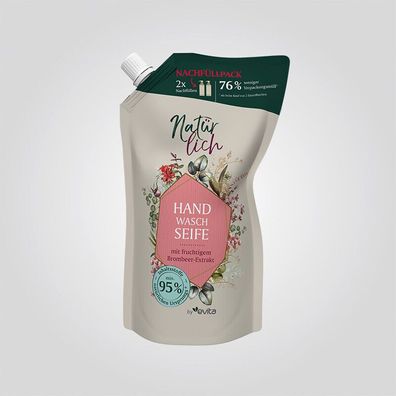 Evita Hand - Waschseife Waldbeere im Nachfüllbeutel 600 ml (Gr. Nachfüllpackung)