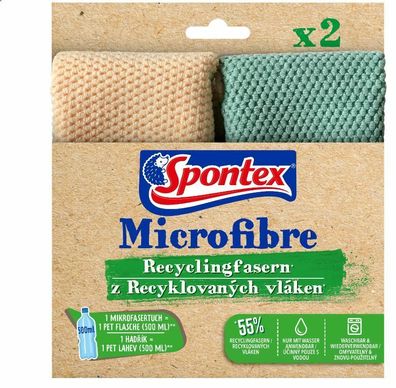 Spontex Microfibre das erste Mikrofasertuch mit 55% Recyclingfasern 2er Pack