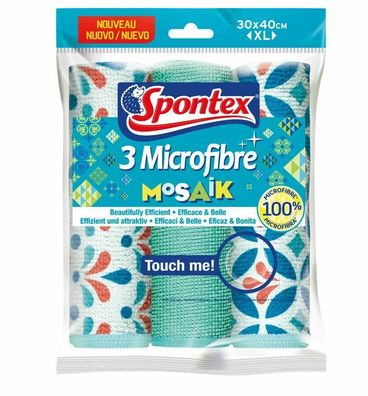 Spontex Microfibre Mosaik 3er Mikrofasertuch 30 X 40 (Gr. XL)