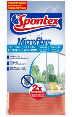 Spontex Microfibre Spezial Tuch Fenster Reinigung streifenfrei 2 x effizienter