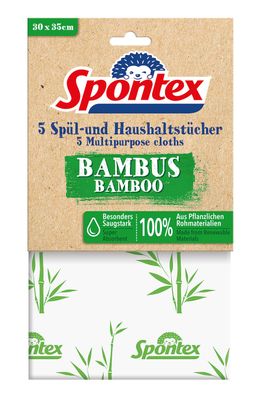 Spontex Spül - und Haushaltstücher Bambus 5er Pack saugstark Umweltfreundlich