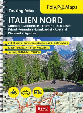 FolyMaps Touring Atlas Italien Nord - Laminierter Ringbuch-Atlas 1:250 000
