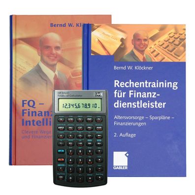 Finanzrechner HP-10 BII+ und 2 Bücher Finanzielle Intelligenz & Rechentraining