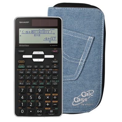 Sharp EL-W531 TG WH weiß und CalcCase Schutztasche jeans-hell Aktion