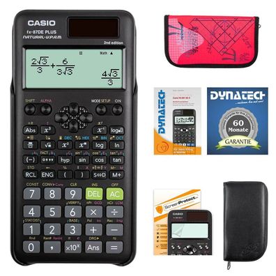 Casio FX-87 DE + 2nd mit schw. Tasche, Zirkelset, Displayfolie, Arbeitsbuch, Garantie
