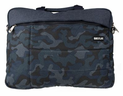 BestLife Umhänge-Tasche Soft für Laptop bis 15,6 Zoll blau Camouflage
