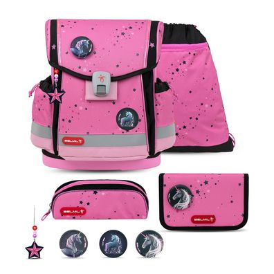 Rucksack Classy Plus ergonomisches Schulranzen-Set 5-teilig Pink Black