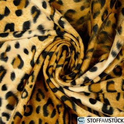 Stoff Polyester Plüsch Leopard Fellimitat Fell Safari velboa Imitat