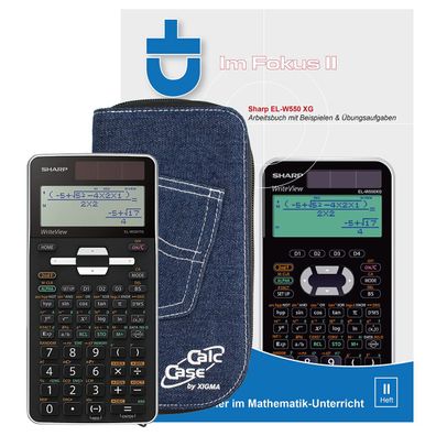 Taschenrechner Sharp EL W531 TG im SET mit CalcCase Schutztasche und Arbeitsbuch