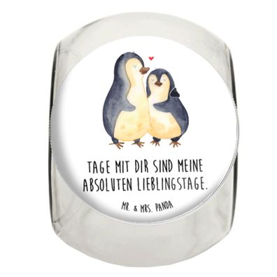 Mr. & Mrs. Panda Bonbonglas Pinguin umarmen mit Spruch (Gr. XL 2000ml)