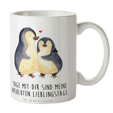 Mr. & Mrs. Panda Tasse Pinguin umarmen mit Spruch