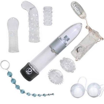 Sexspielzeug Sextoy Lovetoys Set 8 teilig mit Vibrator Crystal Clear Transparent