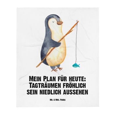 Mr. & Mrs. Panda Kuscheldecke Pinguin Angler mit Spruch