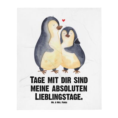 Mr. & Mrs. Panda Kuscheldecke Pinguin umarmend mit Spruch