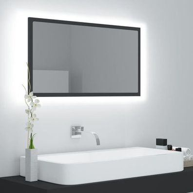 LED-Badspiegel Grau 80x8,5x37 cm Acryl