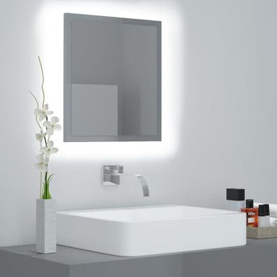 LED-Badspiegel Hochglanz-Grau 40x8,5x37 cm Acryl