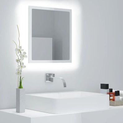 LED-Badspiegel Hochglanz-Weiß 40x8,5x37 cm Acryl
