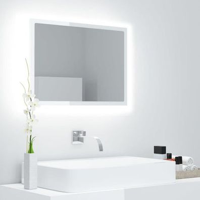 LED-Badspiegel Hochglanz-Weiß 60x8,5x37 cm Acryl