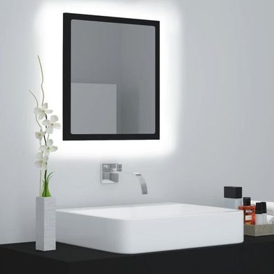 LED-Badspiegel Schwarz 40x8,5x37 cm Acryl