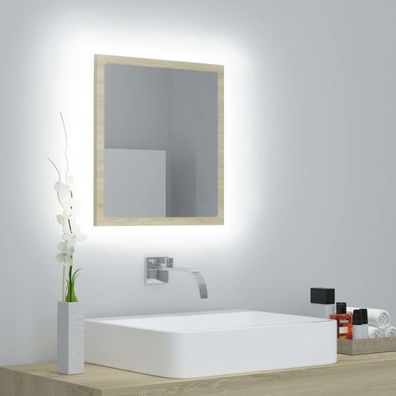 LED-Badspiegel Sonoma-Eiche 40x8,5x37 cm Acryl