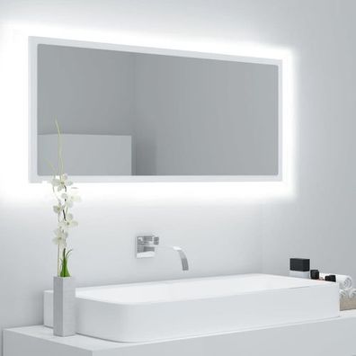 LED-Badspiegel Weiß 100x8,5x37 cm Acryl