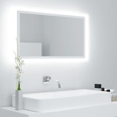 LED-Badspiegel Weiß 80x8,5x37 cm Acryl