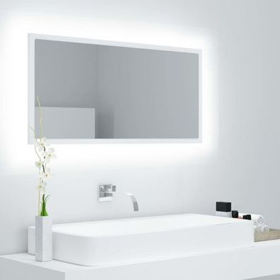 LED-Badspiegel Weiß 90x8,5x37 cm Acryl