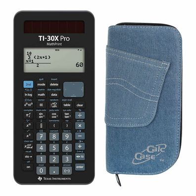 TI-30 X Pro MathPrint + Schutztasche Jeans Hell (Gr. Taschenrechner)