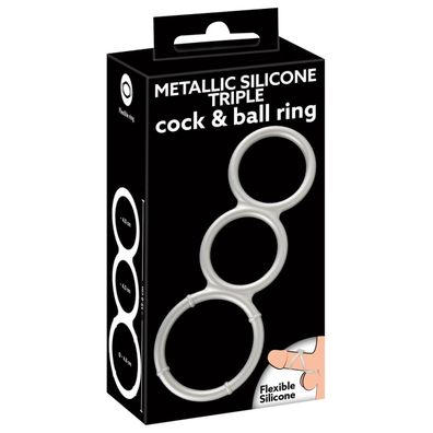 Metallic Silicone Triple cock/ ball ring
